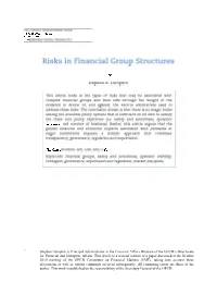 Another Look at Risks in Financial Group Structures