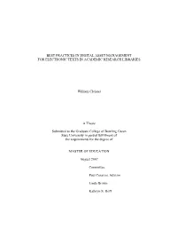 Best Practices in Digital Asset Management for Electronic Texts in Academic Research Libraries