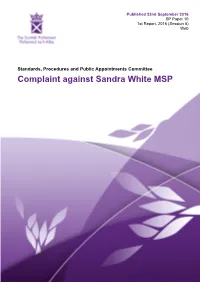 Complaint Against Sandra White MSP