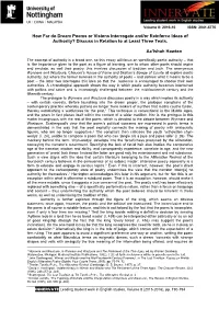 How Far Do Dream Poems Or Visions Interrogate And/Or Reinforce Ideas of Authority? Discuss in Relation to at Least Three Texts