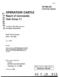 OPERATION CASTLE Report of Commander, Task Group 7.1