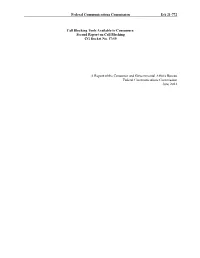 Second Report on Call Blocking CG Docket No