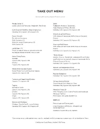 Take out Menu