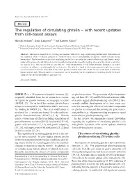 The Regulation of Circulating Ghrelin – with Recent Updates from Cell-Based Assays