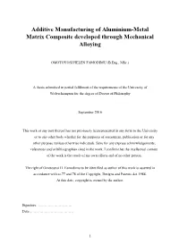 Additive Manufacturing of Aluminium-Metal Matrix Composite Developed Through Mechanical Alloying