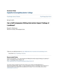 Can a Self-Compassion Writing Intervention Impact Feelings of Loneliness?
