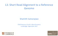 L3: Short Read Alignment to a Reference Genome