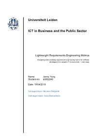 Lightweight Requirements Engineering Metrics Designing And