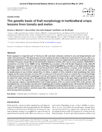 The Genetic Basis of Fruit Morphology in Horticultural Crops: Lessons from Tomato and Melon