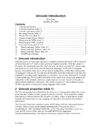 Unicode Introduction Ken Zook October 20, 2008 Contents 1 Unicode Introduction