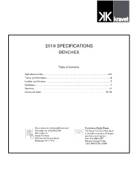 2019 Specifications Benches