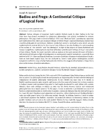 Badiou and Frege: a Continental Critique of Logical Form