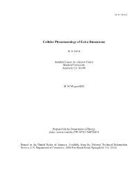 Collider Phenomenology of Extra Dimensions