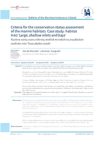 Criteria for the Conservation Status Assessment of the Marine Habitats