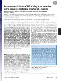 Environmental Limits of Rift Valley Fever Revealed Using