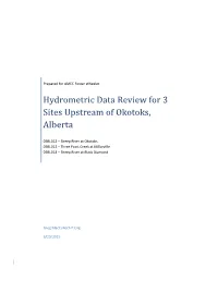 Hydrometric Data Review for 3 Sites Upstream of Okotoks, Alberta