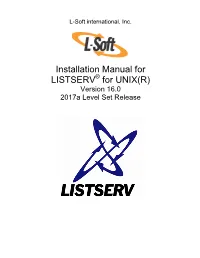 Installation Manual for LISTSERV for Unix 16.0-2017A