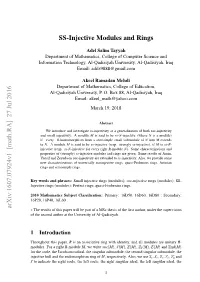 SS-Injective Modules and Rings Arxiv:1607.07924V1 [Math.RA] 27