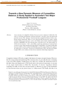 Towards a New Dynamic Measure of Competitive Balance: a Study Applied to Australia's Two Major Professional 'Football'