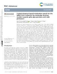 A Phytochemical-Based Medication Search for the SARS-Cov-2