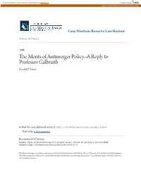 A Reply to Professor Galbraith Donald F