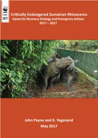 Critically Endangered Sumatran Rhinoceros Inputs for Recovery
