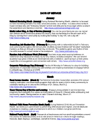 Days of Service Guide