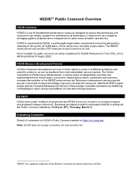 HEDIS®1 Public Comment Overview