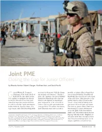 Joint PME: Closing the Gap for Junior Officers