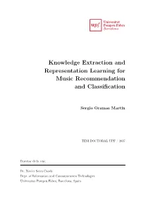 Knowledge Extraction and Representation Learning for Music Recommendation and Classiﬁcation
