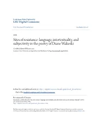 Language, Intertextuality, and Subjectivity in the Poetry of Diane