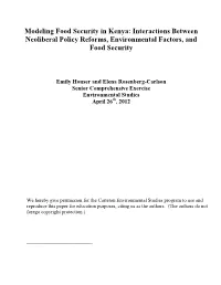 Modeling Food Security in Kenya: Interactions Between Neoliberal Policy Reforms, Environmental Factors, and Food Security