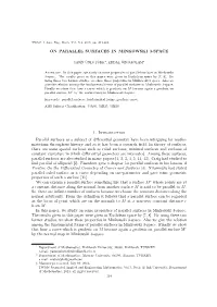 On Parallel Surfaces in Minkowski 3-Space