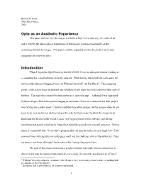 Opte As an Aesthetic Experience Introduction