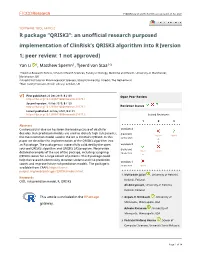 R Package “QRISK3”: an Unofficial Research Purposed Implementation of Clinrisk’S QRISK3 Algorithm Into R [Version 1; Peer Review: 1 Not Approved]