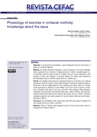 Physiology of Exercise in Orofacial Motricity: Knowledge About the Issue