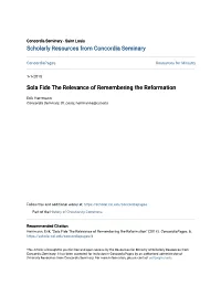Sola Fide the Relevance of Remembering the Reformation