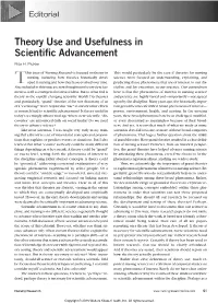 Theory Use and Usefulness in Scientific Advancement