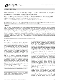 Effectiveness of Non-Pharmacological Nursing Intervention Program on Female Patients with Rheumatoid Arthritis