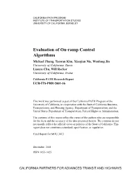 Evaluation of On-Ramp Control Algorithms