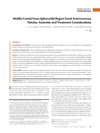 Middle Cranial Fossa Sphenoidal Region Dural Arteriovenous Fistulas: Anatomic and Treatment Considerations