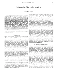 Molecular Nanoelectronics