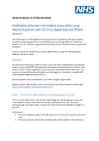 Notification of Known Intermittent Issues When Using Attend Anywhere with Ios 14 on Apple Ipad and Iphone Devices