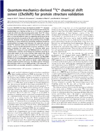Quantum-Mechanics-Derived C Chemical Shift Server (Cheshift) for Protein Structure Validation