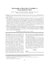 Relationship of Heart Rate Variability to Parasympathetic Effect