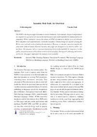 Semantic Web Tools: an Overview 7Th International CALIBER 2009 Semantic Web Tools: an Overview