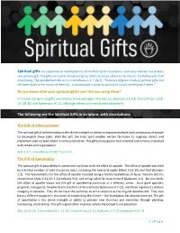 The Following Are the Spiritual Gifts in Scripture, with Descriptions