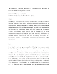 The Presentation of Self in Immersive Virtual Environments