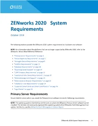 Zenworks 2020 System Requirements October 2019
