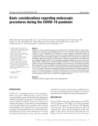 Basic Considerations Regarding Endoscopic Procedures During the COVID-19 Pandemic